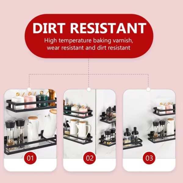 Premium Quality Metal Wall Mounted Rack Kitchen Shelf Condiment Rack Kitchen Organizer Storage Shelf