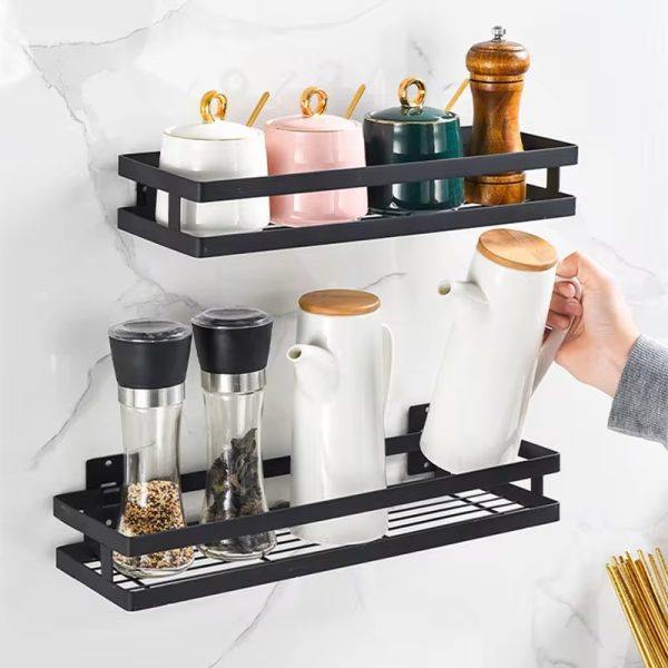 Premium Quality Metal Wall Mounted Rack Kitchen Shelf Condiment Rack Kitchen Organizer Storage Shelf
