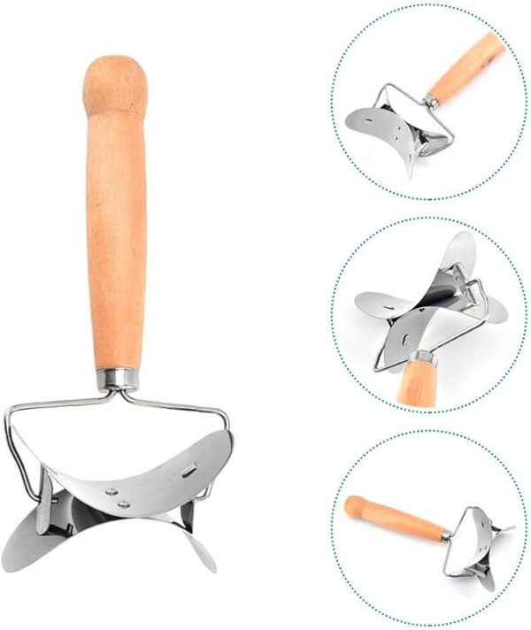 Rolling Dough Cutter, Dumpling Making Tool Kitchen Cutter Roller Wood Handle
