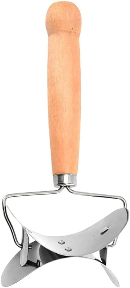 Rolling Dough Cutter, Dumpling Making Tool Kitchen Cutter Roller Wood Handle