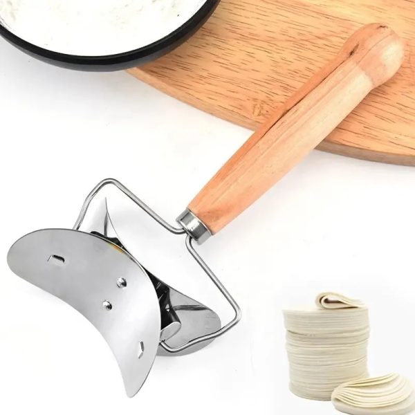 Rolling Dough Cutter, Dumpling Making Tool Kitchen Cutter Roller Wood Handle