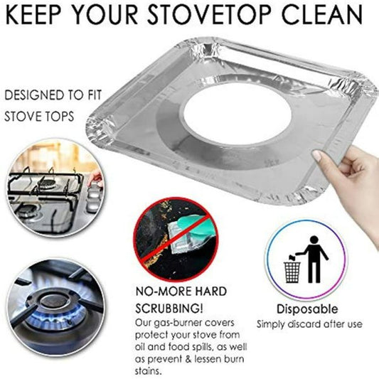 10pcs Stove Top Cover Aluminum Foil Stove Burner Reusable High Temperature Resistant Stove Protector For Clean (20.5,10.11cm)