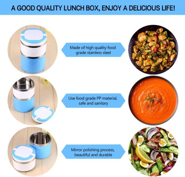 Lunch Box 2 Layer For Kids And Adults (random Color) 930ml