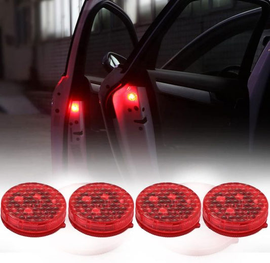 (Pack Of 2) Car Door Warning Red Led Flash Alarm Light ,wireless Car Door Open Automatic Red Strobe Warning Light Set For Anti Collision, 2pcs, Led